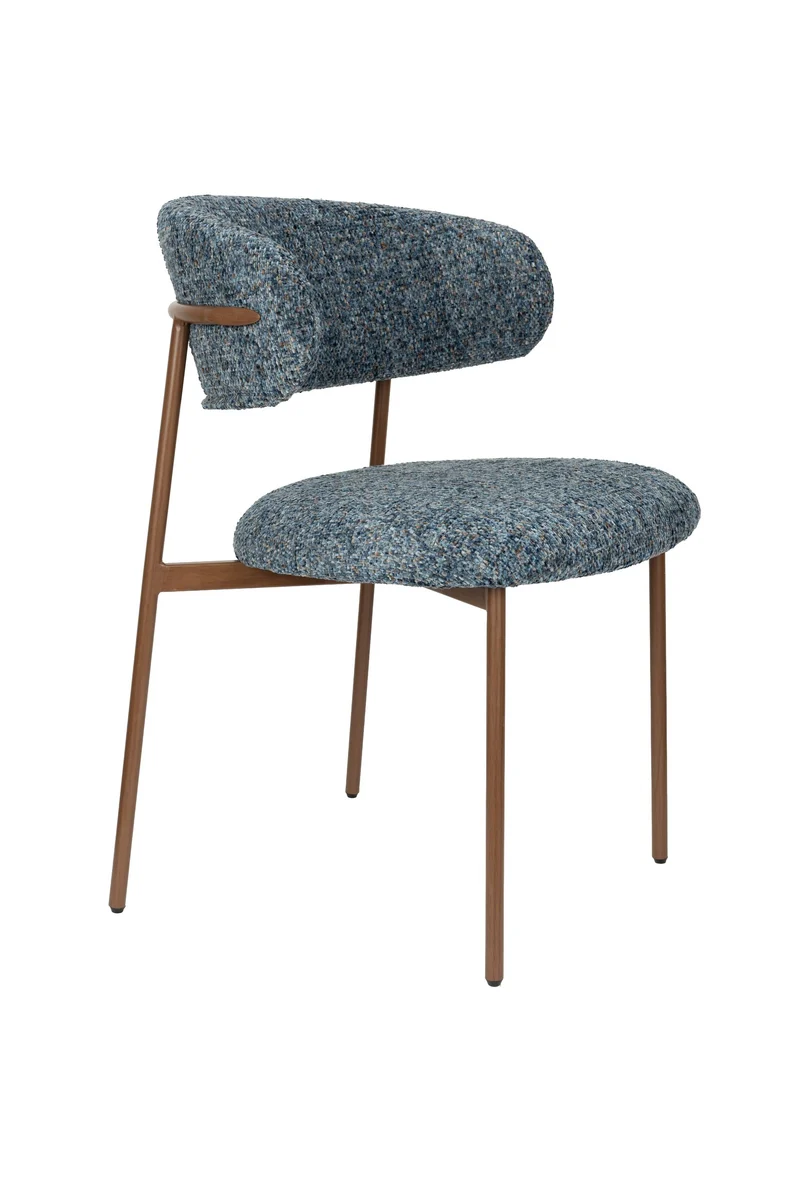 White Label Living Stuhl Claes Blue – Polyester, 58 × 50 × 79 cm, 2er-Set