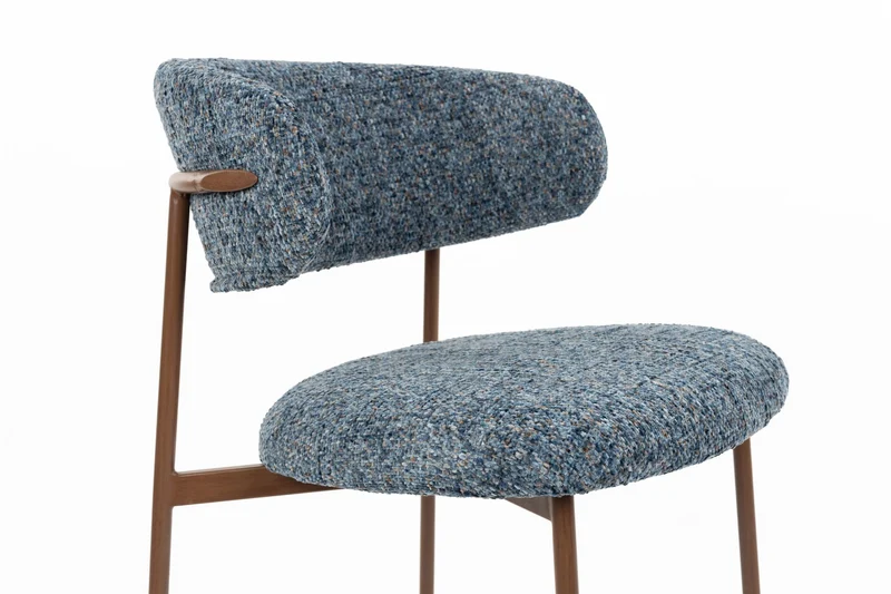 White Label Living Stuhl Claes Blue – Polyester, 58 × 50 × 79 cm, 2er-Set