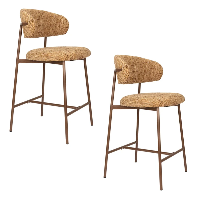 White Label Living Tresenhocker Claes – Ocker, Polyester, 51 × 44 × 94 cm, 2er-Set