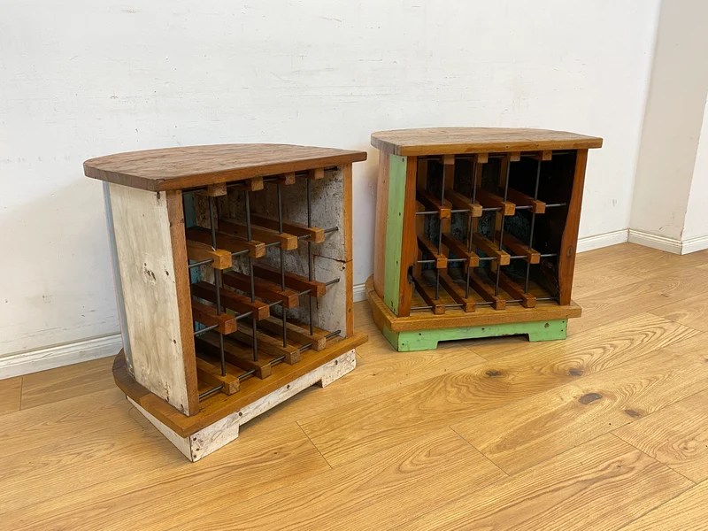Boatwood by WMK # Besonderes Weinregal für 15 Flaschen gebaut aus echtem Fischerboot, ein handgefertigtes Unikat aus massivem Teakholz