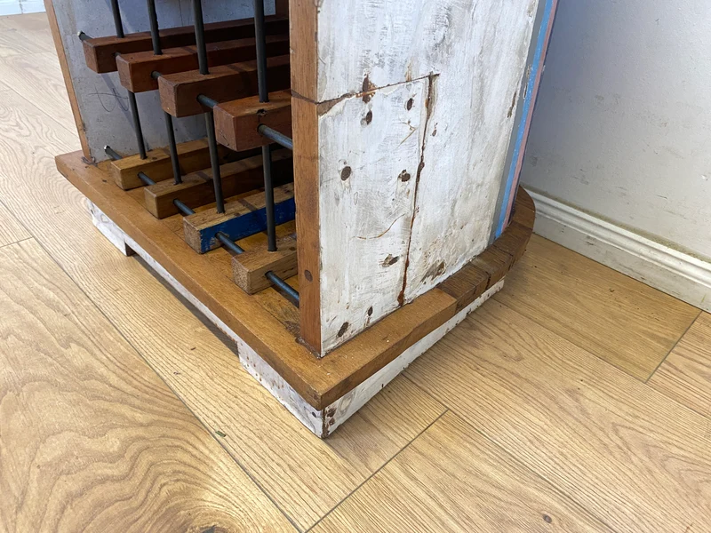 Boatwood by WMK # Besonderes Weinregal für 15 Flaschen gebaut aus echtem Fischerboot, ein handgefertigtes Unikat aus massivem Teakholz