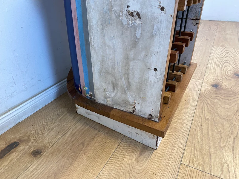 Boatwood by WMK # Besonderes Weinregal für 15 Flaschen gebaut aus echtem Fischerboot, ein handgefertigtes Unikat aus massivem Teakholz