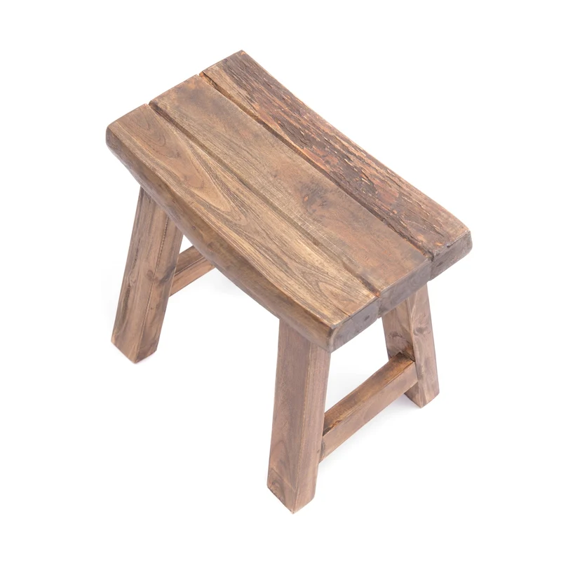 SITZHOCKER "RUSTIC" | 41 cm, Braun, Teak | Holz Hocker