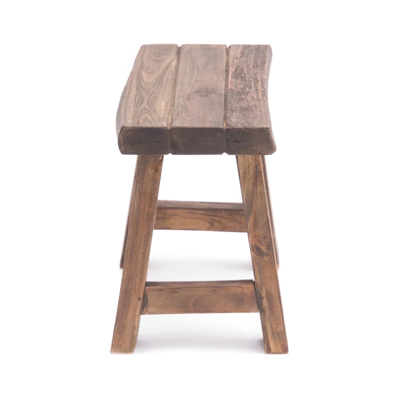 SITZHOCKER "RUSTIC" | 41 cm, Braun, Teak | Holz Hocker