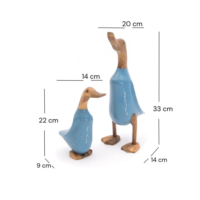 HOLZ ENTE "DUCK" | Mahagoni & Teakholz, 2-teilig | Deko Figur | Farbe: blau