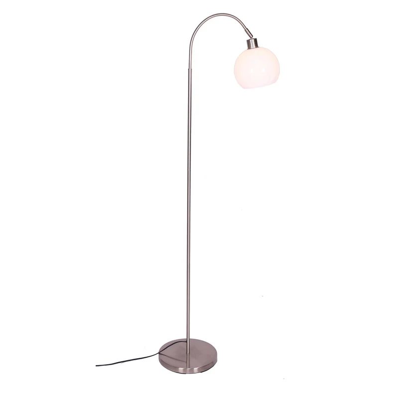 Stehleuchte mit Kunststoffschirm – Weiß/Silber, 153 cm