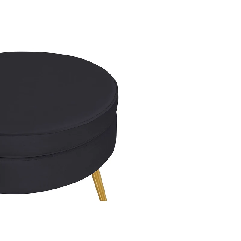 Runder Sitzpouf in Samtoptik – Schwarz/Gold, Ø 52 cm