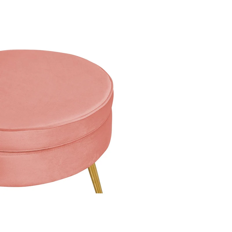 Runder Sitzpouf in Samtoptik – Rosé/Gold, Ø 52 cm