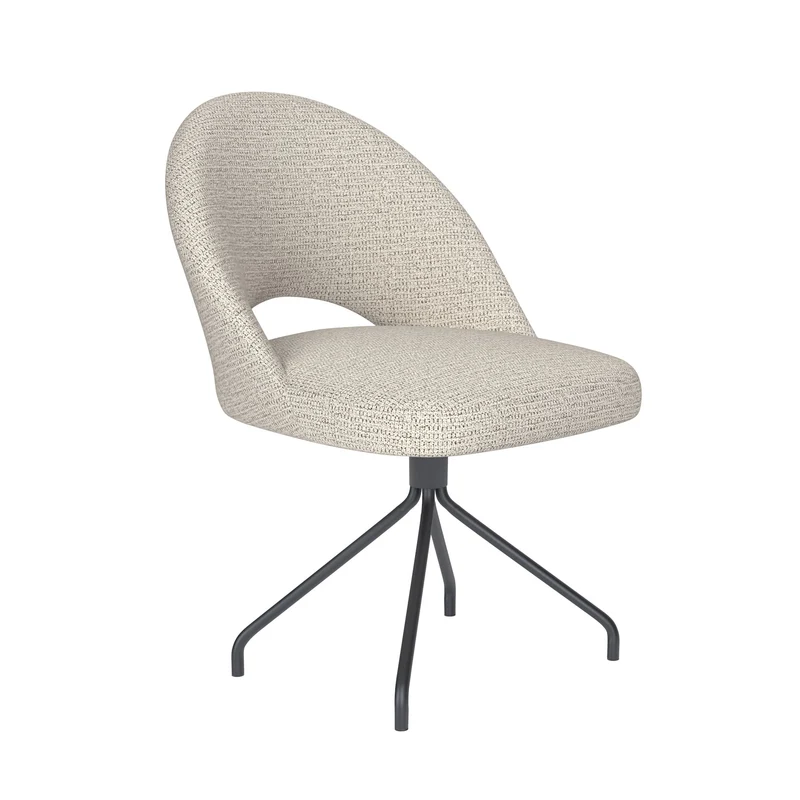 White Label Living Stuhl Mick Off-Weiß Drehgestell – Polyester, 60 × 56 × 83 cm