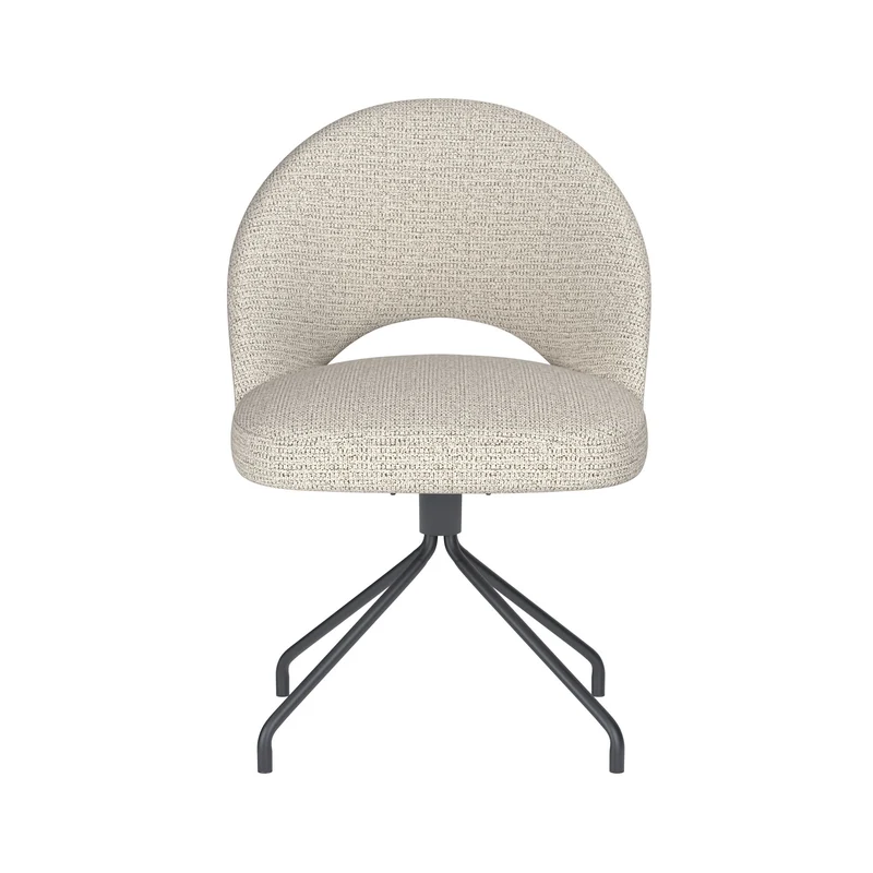 White Label Living Stuhl Mick Off-Weiß Drehgestell – Polyester, 60 × 56 × 83 cm