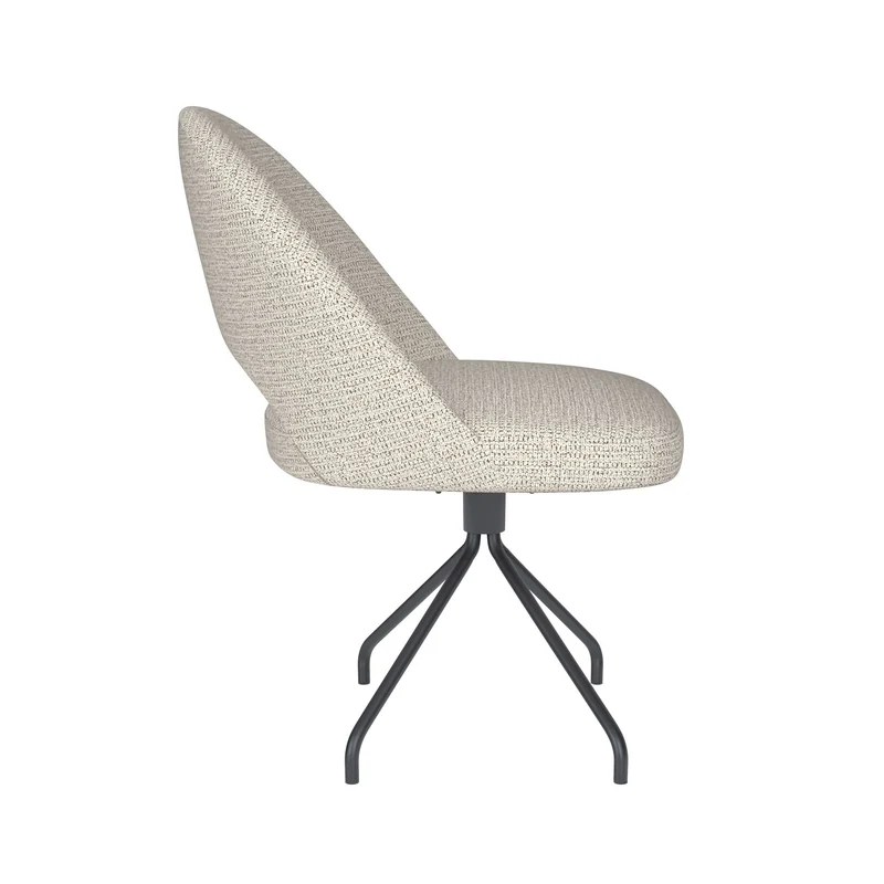 White Label Living Stuhl Mick Off-Weiß Drehgestell – Polyester, 60 × 56 × 83 cm