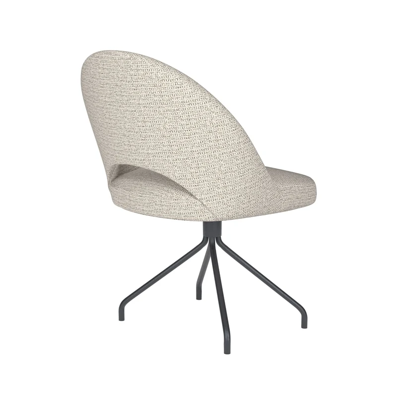 White Label Living Stuhl Mick Off-Weiß Drehgestell – Polyester, 60 × 56 × 83 cm