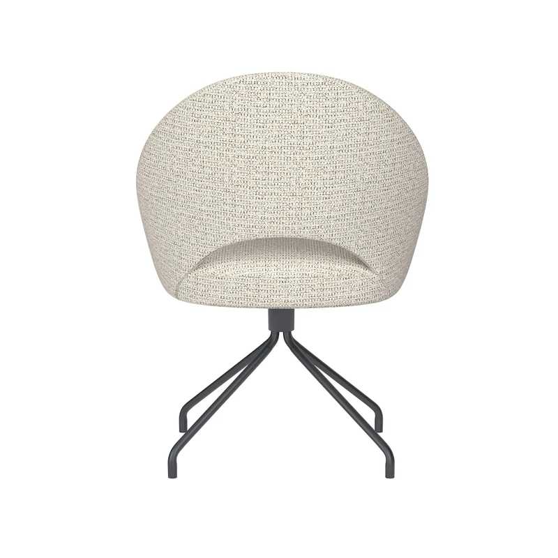 White Label Living Stuhl Mick Off-Weiß Drehgestell – Polyester, 60 × 56 × 83 cm