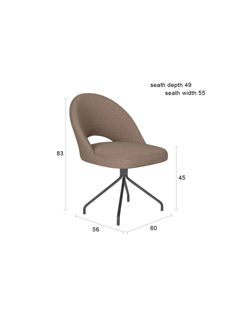 White Label Living Stuhl Mick Off-Weiß Drehgestell – Polyester, 60 × 56 × 83 cm
