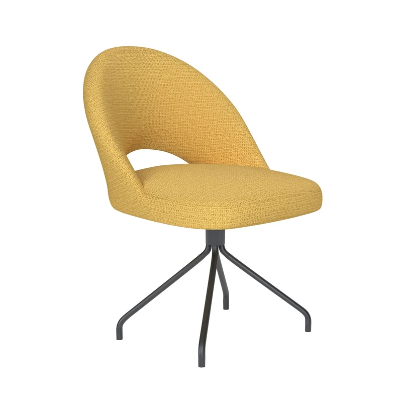 White Label Living Stuhl Mick Ocker Drehgestell – Polyester, 60 × 56 × 83 cm