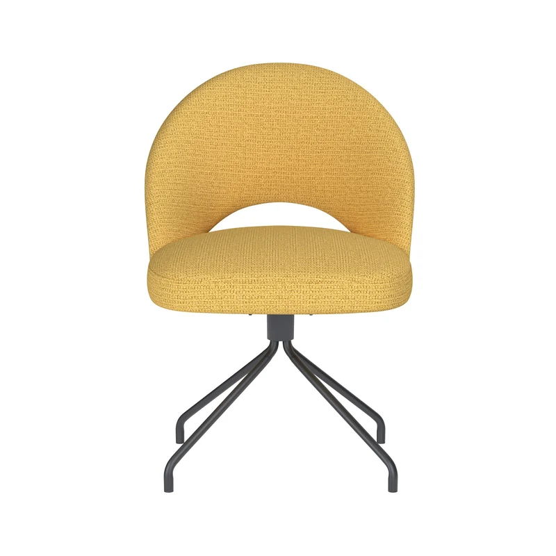 White Label Living Stuhl Mick Ocker Drehgestell – Polyester, 60 × 56 × 83 cm