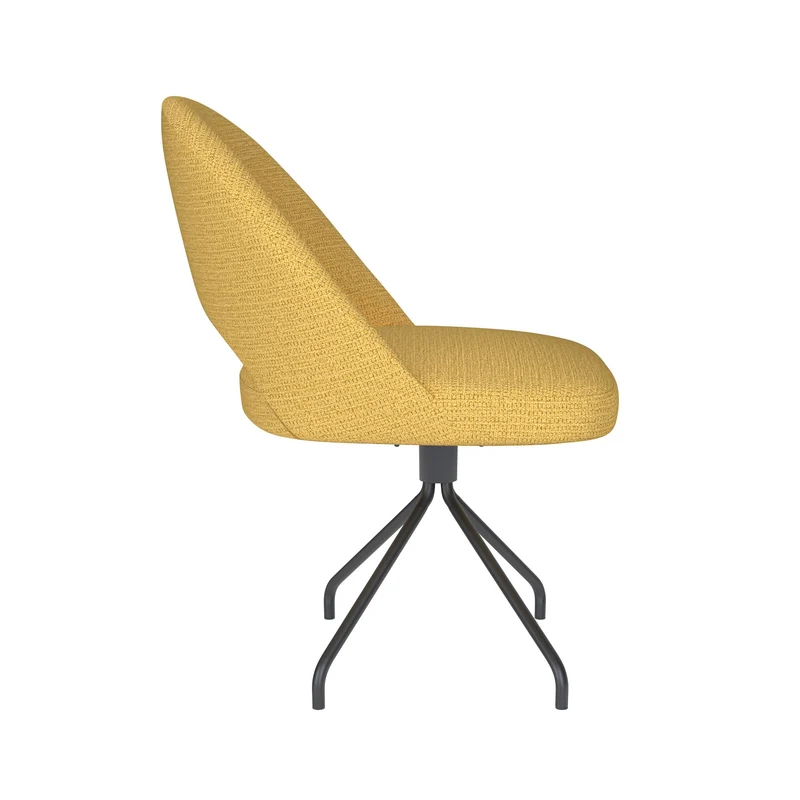 White Label Living Stuhl Mick Ocker Drehgestell – Polyester, 60 × 56 × 83 cm