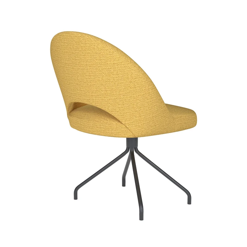 White Label Living Stuhl Mick Ocker Drehgestell – Polyester, 60 × 56 × 83 cm