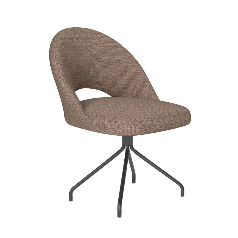 White Label Living Stuhl Mick Taupe Drehgestell – Polyester, 60 × 56 × 83 cm