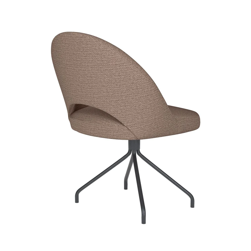 White Label Living Stuhl Mick Taupe Drehgestell – Polyester, 60 × 56 × 83 cm