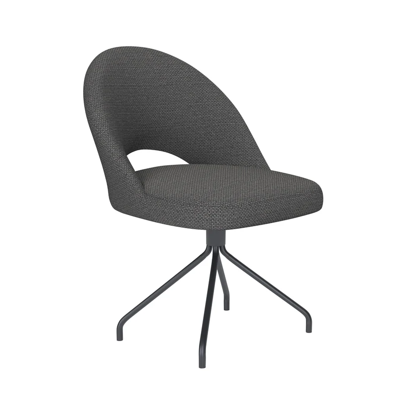 White Label Living Stuhl Mick Grau Drehgestell – Polyester, 60 × 56 × 83 cm