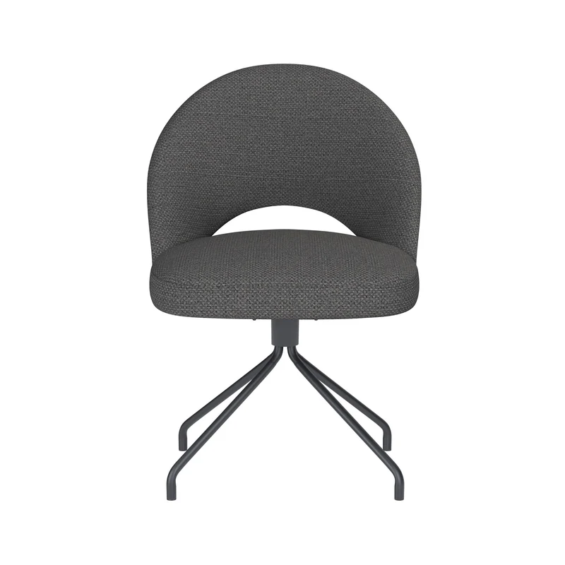 White Label Living Stuhl Mick Grau Drehgestell – Polyester, 60 × 56 × 83 cm