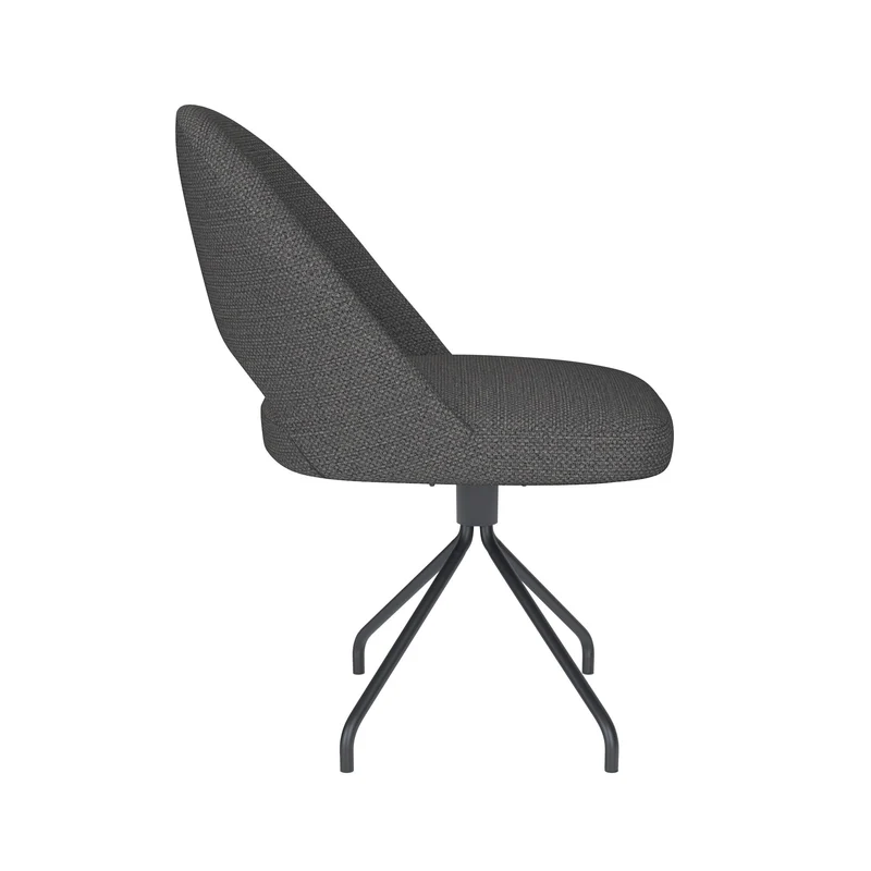 White Label Living Stuhl Mick Grau Drehgestell – Polyester, 60 × 56 × 83 cm