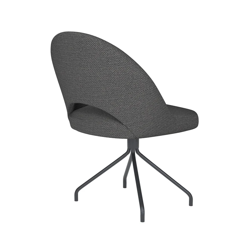 White Label Living Stuhl Mick Grau Drehgestell – Polyester, 60 × 56 × 83 cm