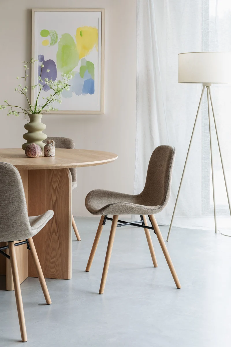 White Label Living Stuhl Lester – Braun, Polyester, 51 × 55,5 × 81 cm, 2er-Set