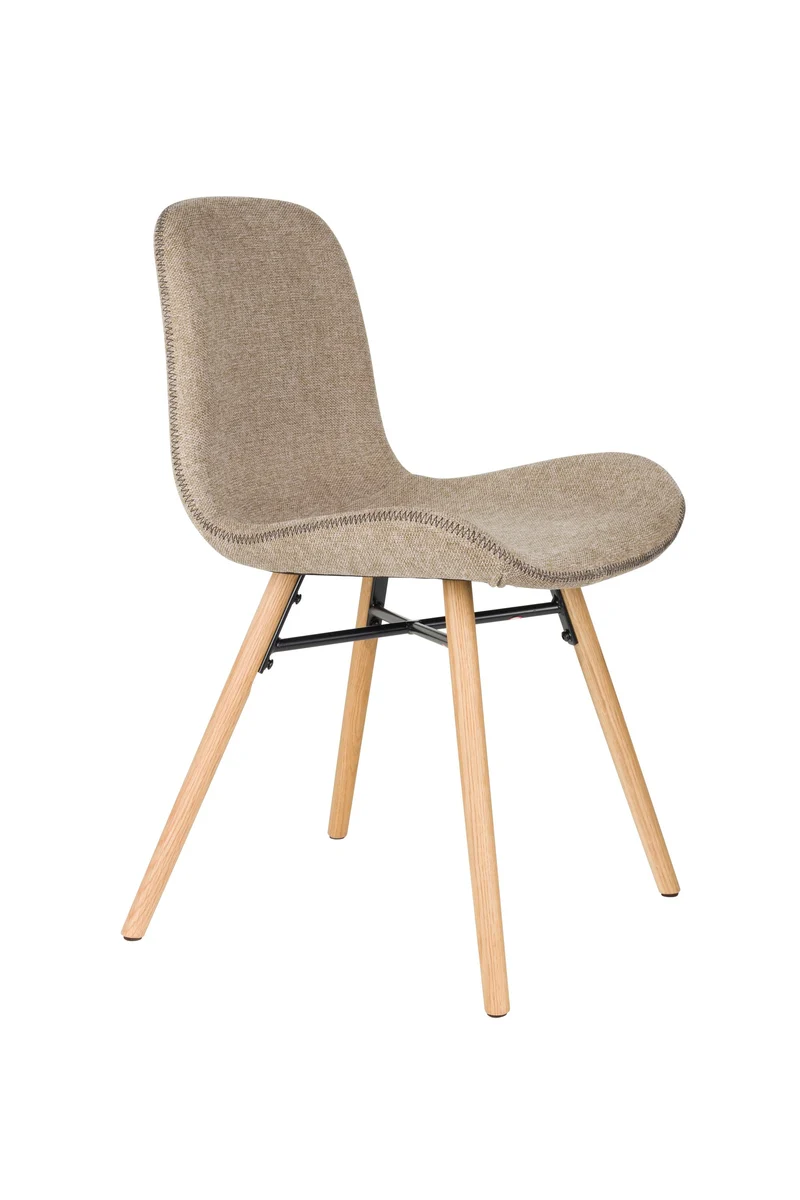 White Label Living Stuhl Lester – Braun, Polyester, 51 × 55,5 × 81 cm, 2er-Set