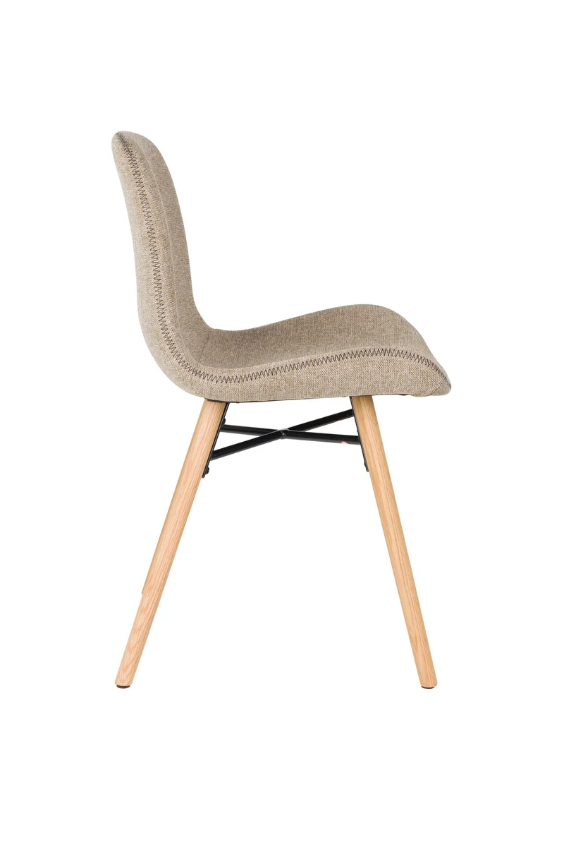 White Label Living Stuhl Lester – Braun, Polyester, 51 × 55,5 × 81 cm, 2er-Set
