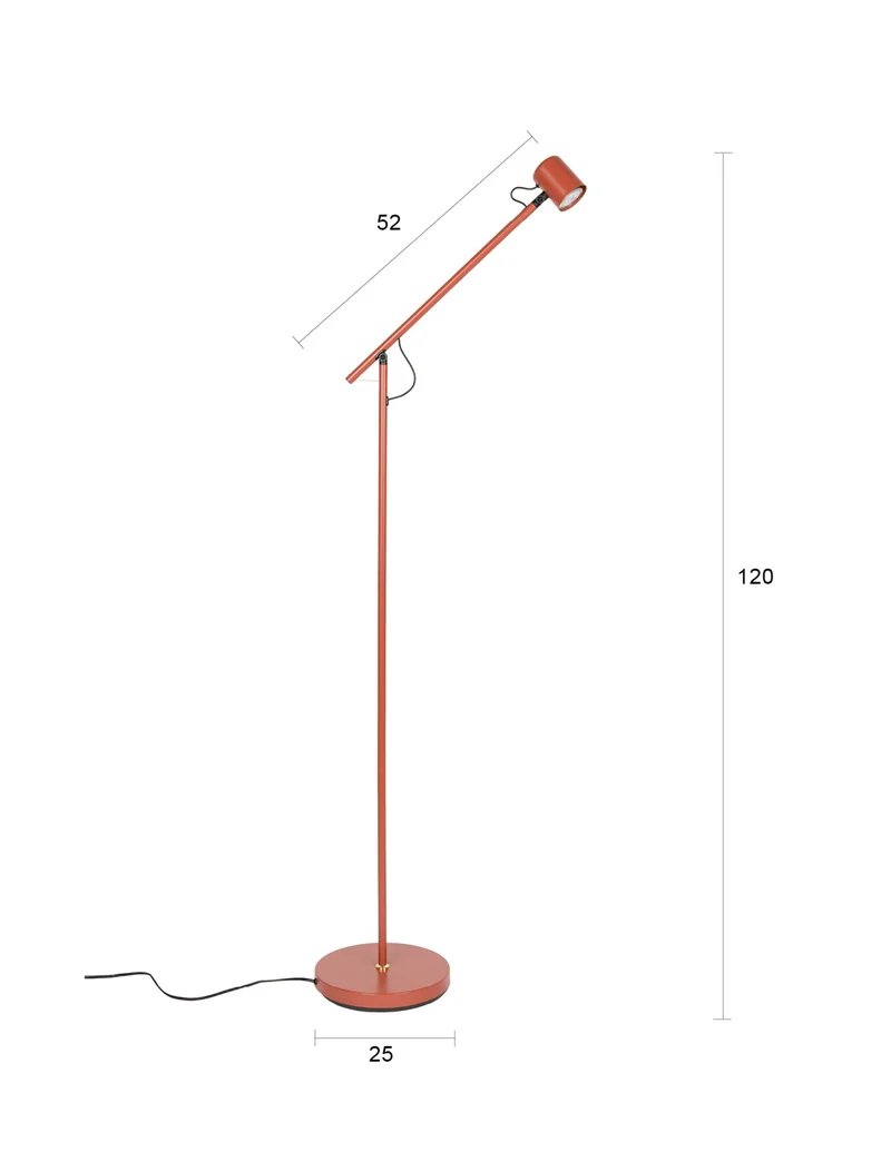 White Label Living Stehleuchte Aero – Rot, Eisen, 57,5 × 25 × 120 cm