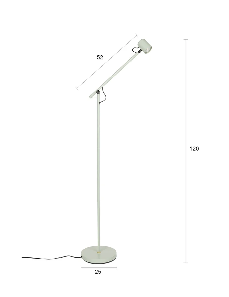 White Label Living Stehleuchte Aero – Grün, Eisen, 57,5 × 25 × 120 cm