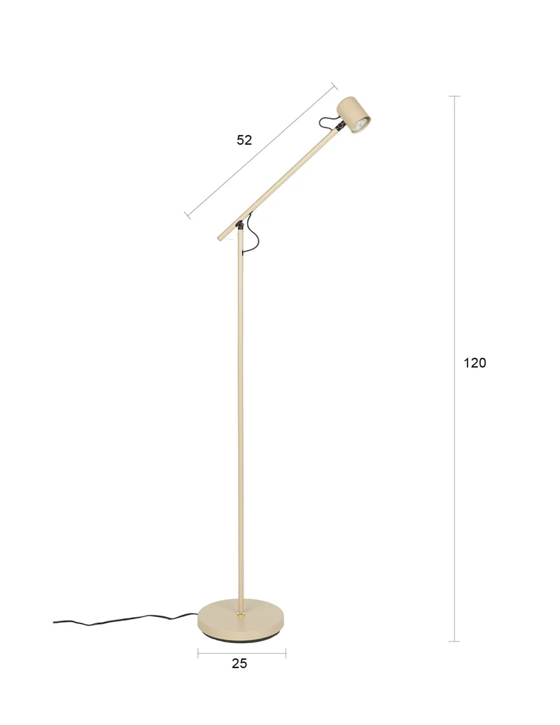 White Label Living Stehleuchte Aero – Beige, Eisen, 57,5 × 25 × 120 cm