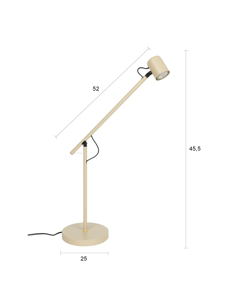 White Label Living Tischleuchte Aero – Beige, Eisen, 55 × 20 × 45,5 cm