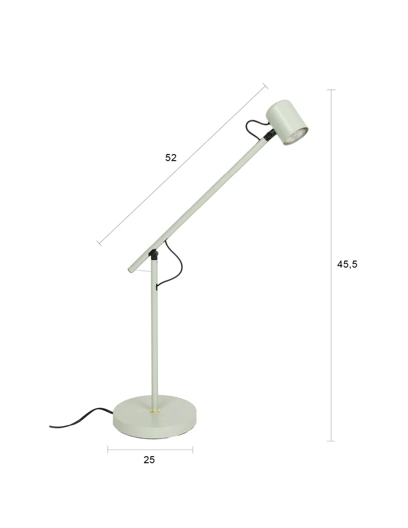White Label Living Tischleuchte Aero – Grün, Eisen, 55 × 20 × 45,5 cm