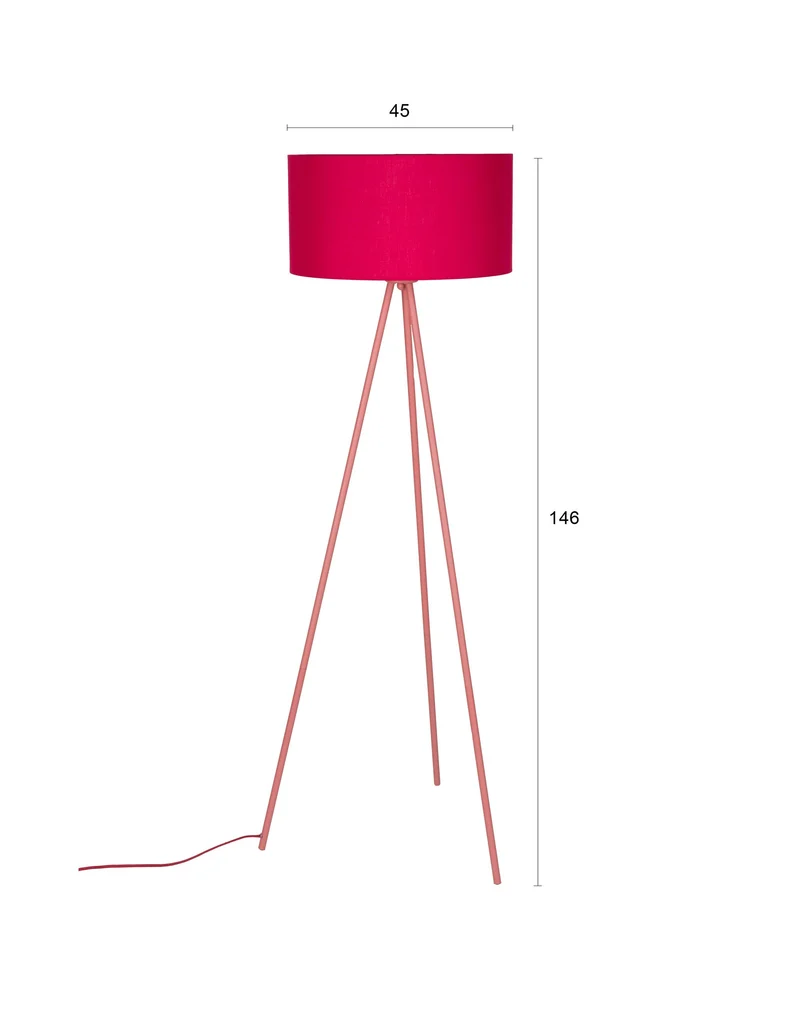 White Label Living Stehleuchte Susie – Rot, Eisen, 45 × 45 × 146 cm