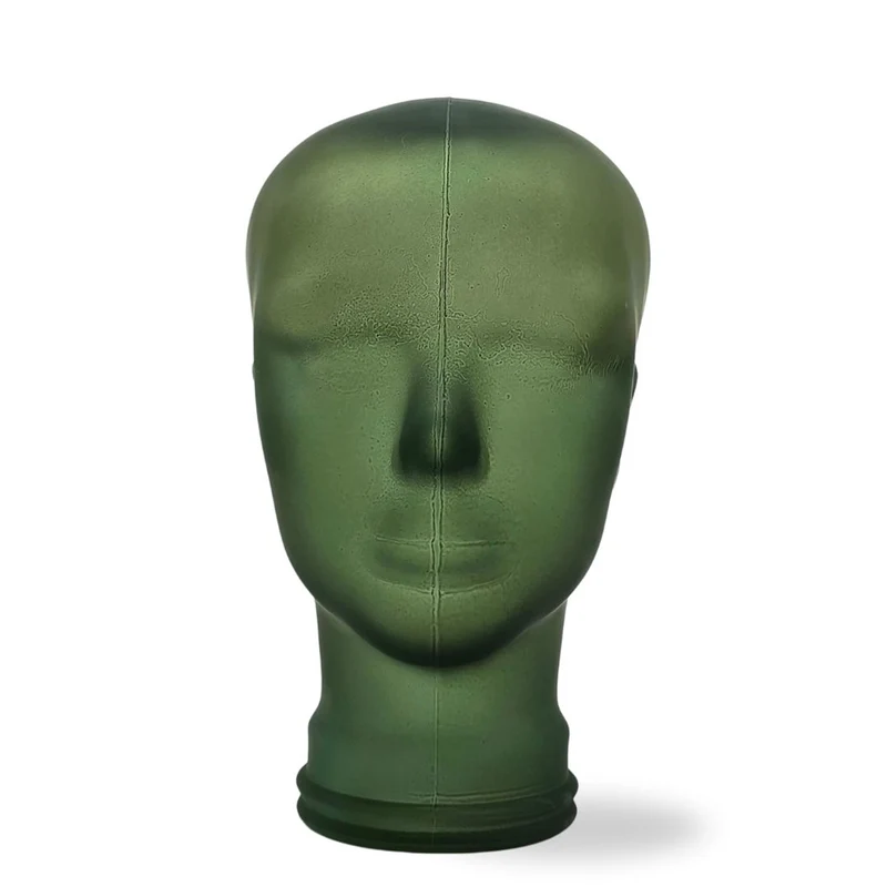 Glas KOPFHÖRERSTÄNDER transparent + satin | 29cm Glaskopf Skulptur | Farbe: S03 frosted grün