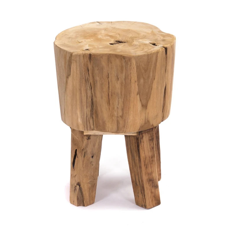 RUNDER BAUMSTAMM HOCKER "TRUNK" | Teak, 40 cm | Holz Schemel