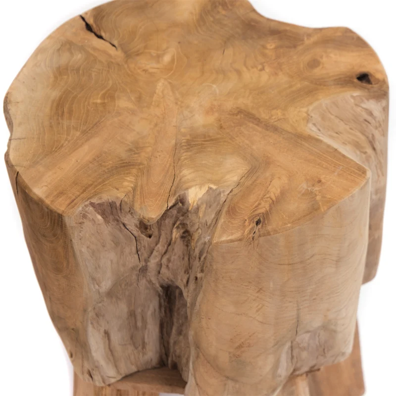 RUNDER BAUMSTAMM HOCKER "TRUNK" | Teak, 40 cm | Holz Schemel