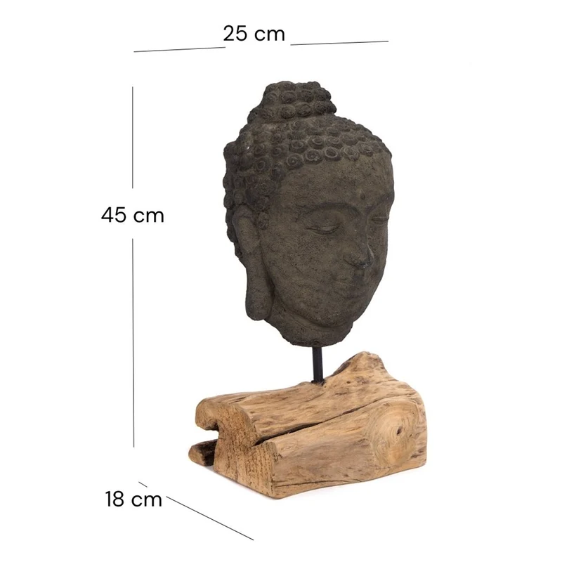 SKULPTUR "BUDDHA" | 45 cm, Beton | Buddha-Kopf, Buddha Deko Objekt