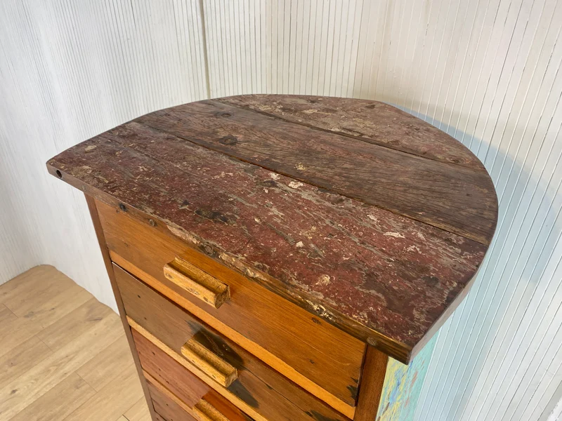 Boatwood by WMK # Besonderes Highboard aus altem Einbaum Boot mit 8 Schubladen , ein handgefertigtes Unikat aus massivem Teakholz