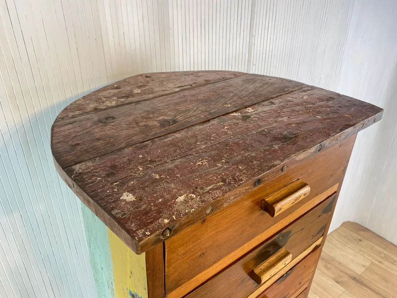 Boatwood by WMK # Besonderes Highboard aus altem Einbaum Boot mit 8 Schubladen , ein handgefertigtes Unikat aus massivem Teakholz