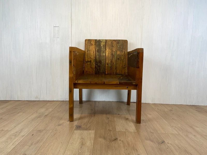 Boatwood by WMK I Sehr großer & robuster Relaxsessel aus altem Bootsholz, ein handgefertigtes Unikat aus massivem Teakholz