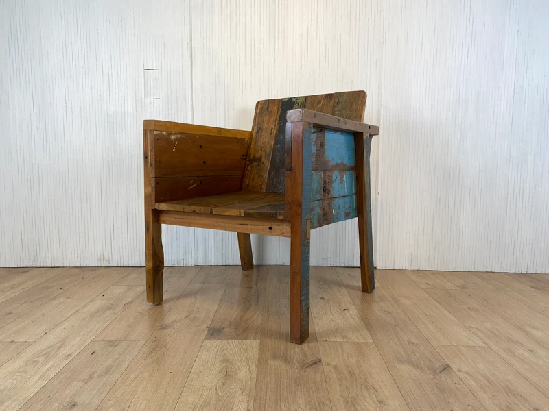 Boatwood by WMK I Sehr großer & robuster Relaxsessel aus altem Bootsholz, ein handgefertigtes Unikat aus massivem Teakholz