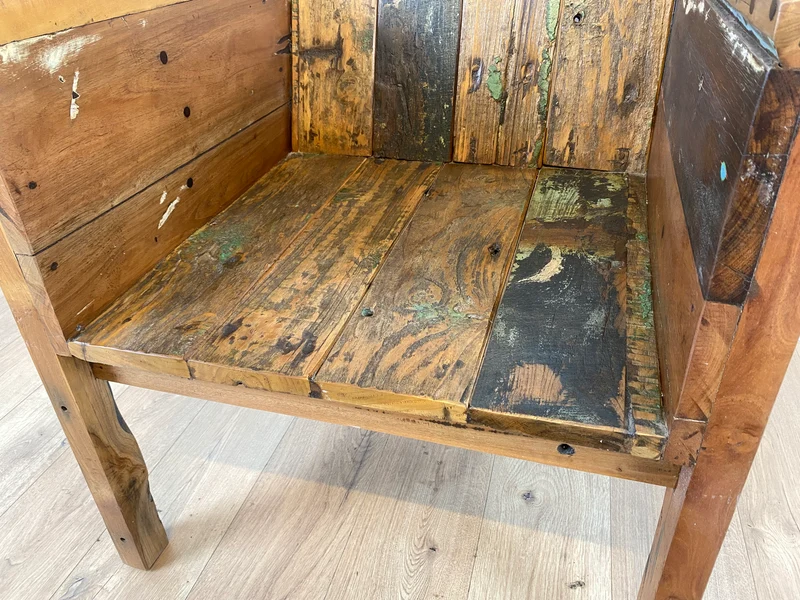 Boatwood by WMK I Sehr großer & robuster Relaxsessel aus altem Bootsholz, ein handgefertigtes Unikat aus massivem Teakholz