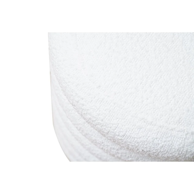 Bouclé-Sitzhocker mit Stauraum – Weiß, Ø 38 cm