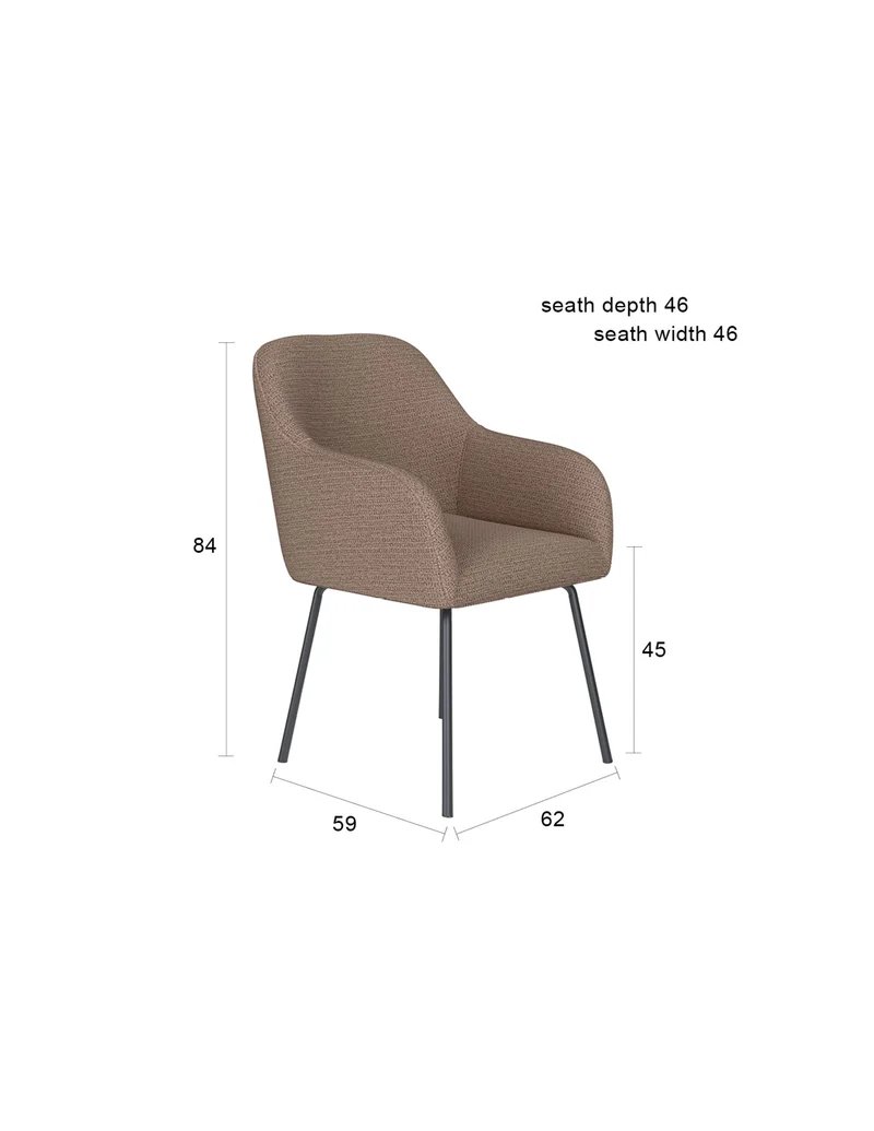White Label Living Stuhl Otis Grau 4 Metallbeine – 62 × 59 × 84 cm
