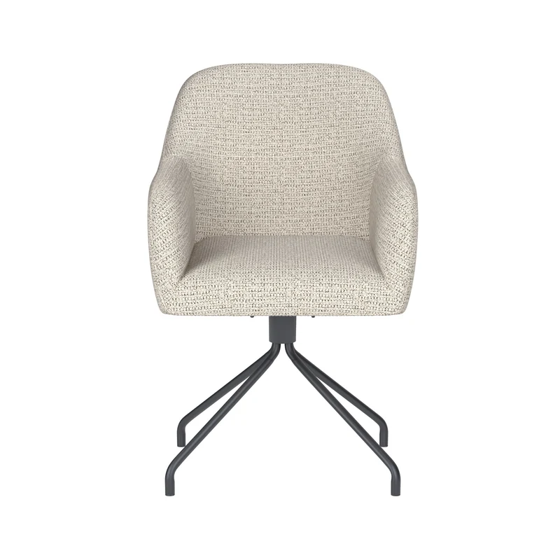 White Label Living Stuhl Otis Off-Weiß Drehgestell – Polyester, 62 × 59 × 84 cm
