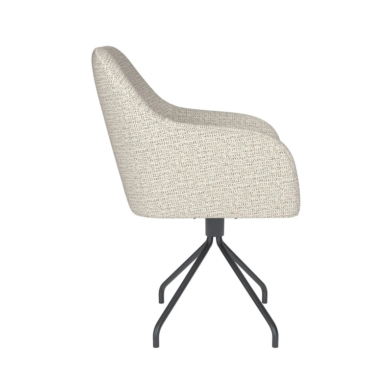 White Label Living Stuhl Otis Off-Weiß Drehgestell – Polyester, 62 × 59 × 84 cm